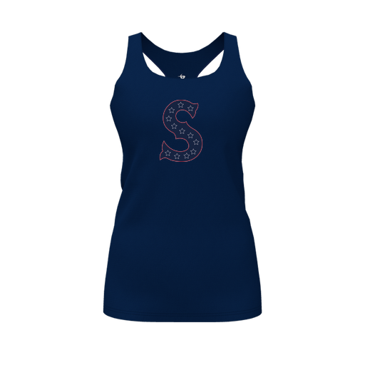 [FT0TRBNV-FYS-LOGO1] Decker Racerback Tank Top (Female Youth S, Navy, Logo 1)