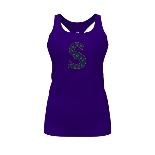 [FT0TRBPP-FYS-LOGO1] Decker Racerback Tank Top (Female Youth S, Purple, Logo 1)