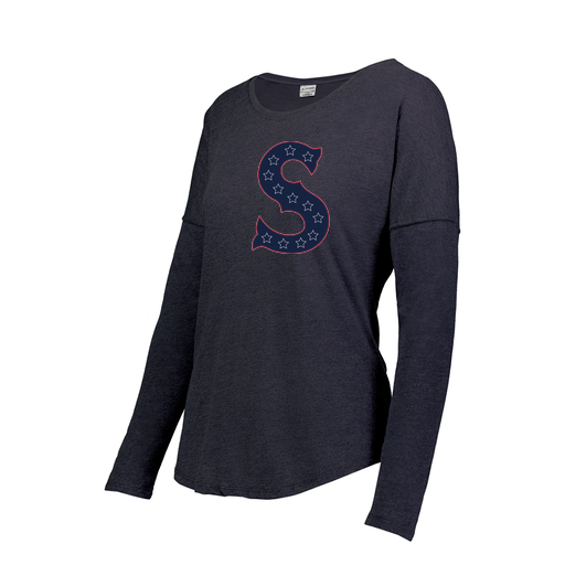 [FTLCUBNV-FAXS-LOGO1] Decker Women's Tri-Blend T-Shirt - Long Sleeve (Female Adult XS, Navy, Logo 1)